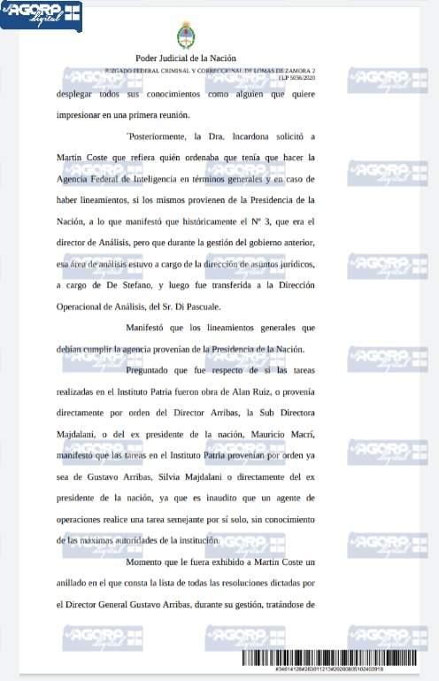 macri llamado indagatoria espionaje cristina patria fallo
