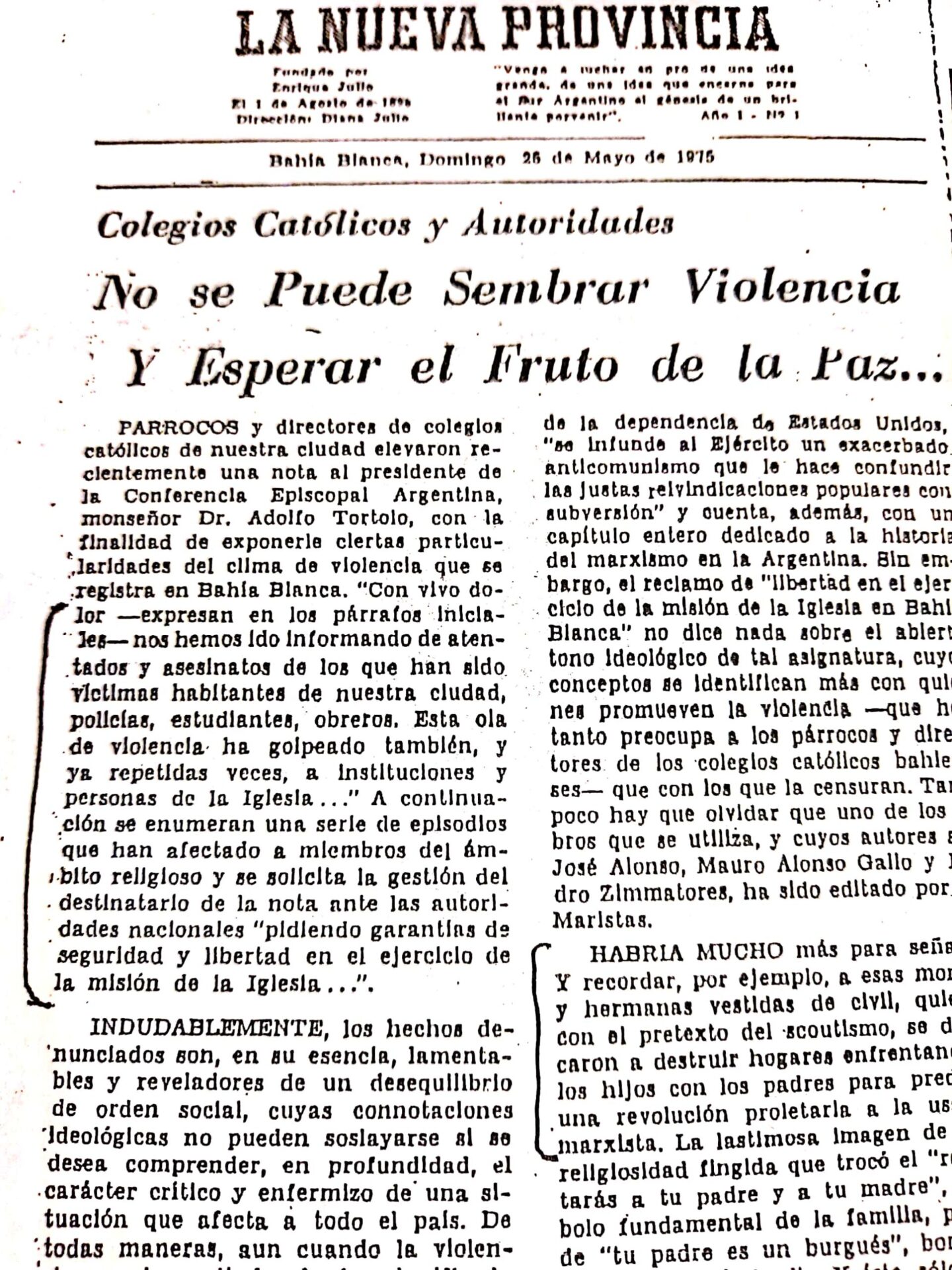 La Nueva Provincia terrorismo mediático