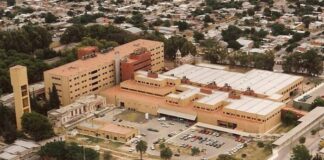 Vista aérea del Hospital Penna de Bahía Blanca, publicada en elagora.digital