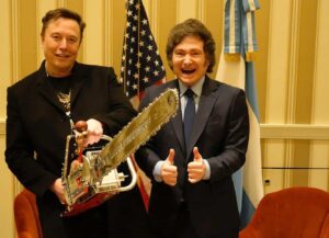 Milei se reunió con Elon Musk, le regaló una motosierra y finge demencia ante las denuncias por $LIBRA